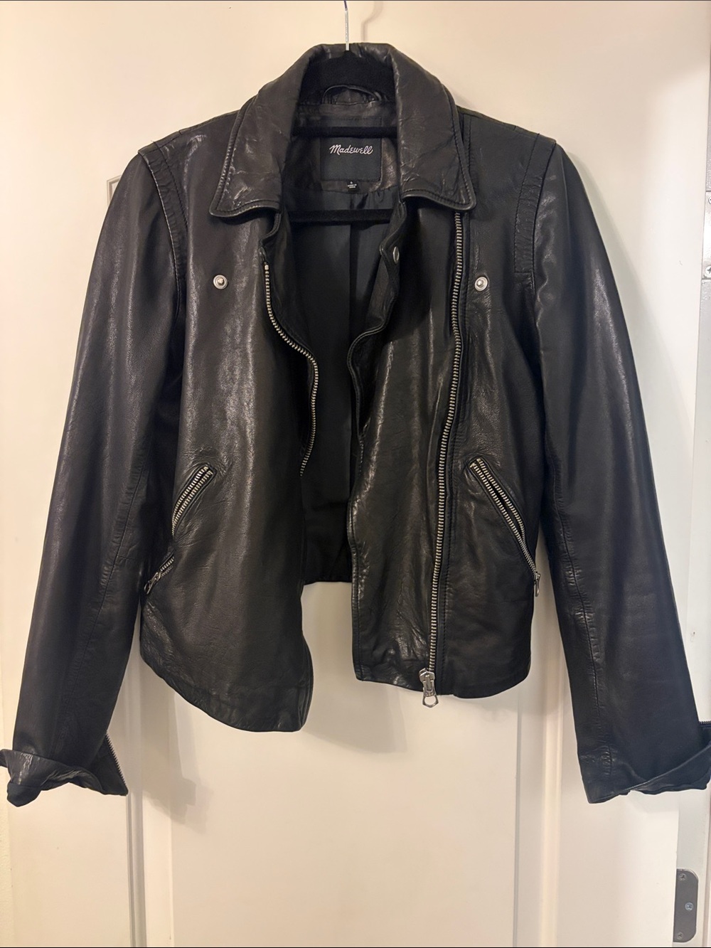 Madewell Black Leather Asymmetrical Zip Moto Jacket - small